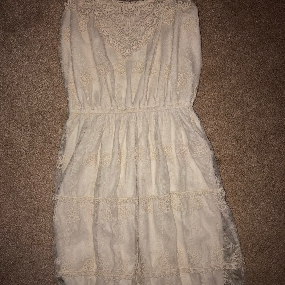 cream colored lace dress